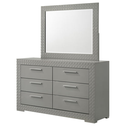 Foster 6-drawer Dresser and Mirror Grey High GlossGrey High Gloss