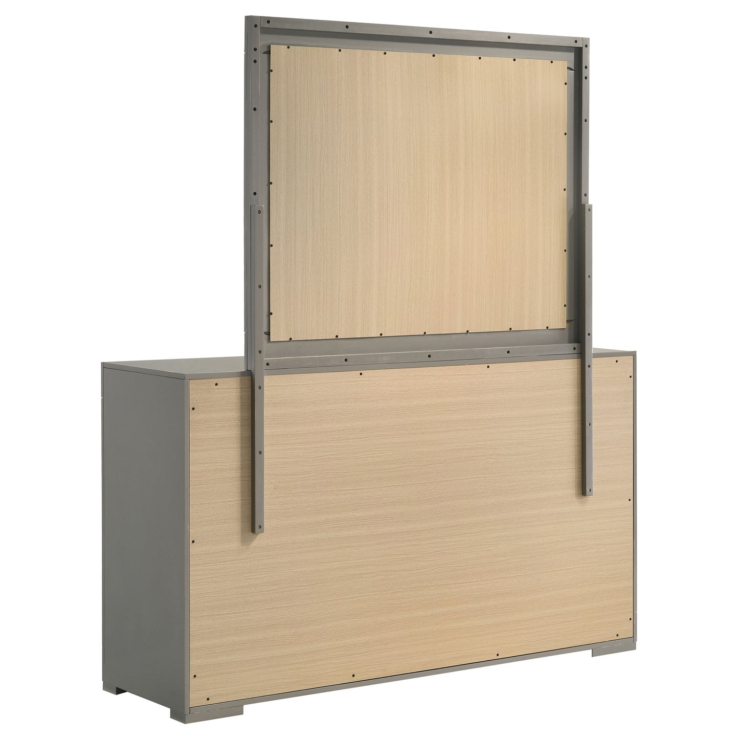 foster 6-drawer dresser and mirror grey high glossgrey high gloss