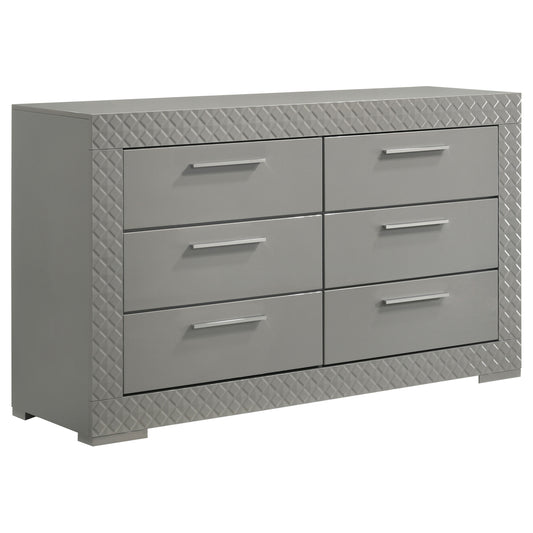 Foster 6-drawer Dresser Cabinet Grey High GlossGrey High Gloss