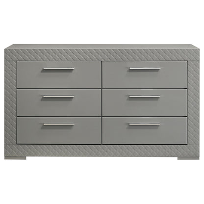 Foster 6-drawer Dresser Cabinet Grey High GlossGrey High Gloss