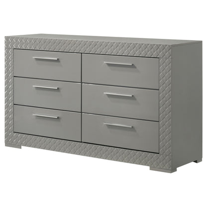 Foster 6-drawer Dresser Cabinet Grey High GlossGrey High Gloss