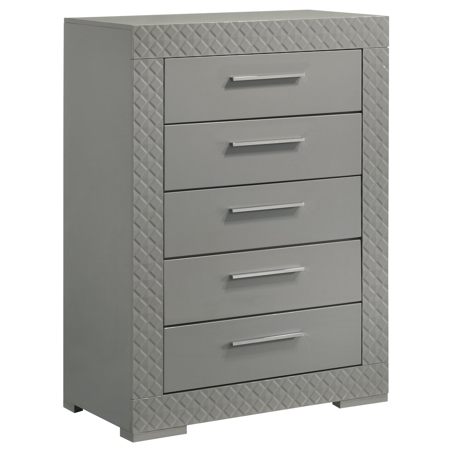 foster 5-drawer bedroom chest of drawers grey high glossgrey high gloss