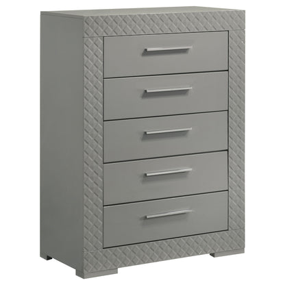 Foster 5-drawer Bedroom Chest of Drawers Grey High GlossGrey High Gloss