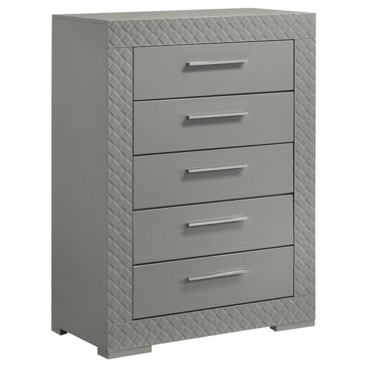 Foster 5-drawer Bedroom Chest of Drawers Grey High GlossGrey High Gloss