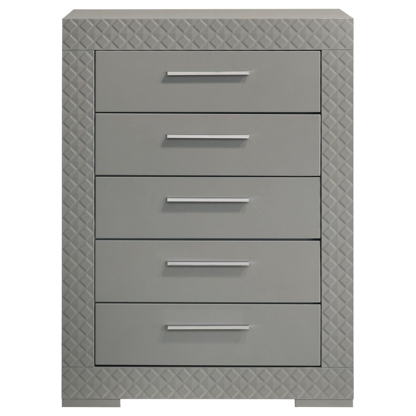 foster 5-drawer bedroom chest of drawers grey high glossgrey high gloss