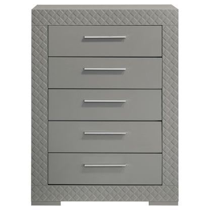 Foster 5-drawer Bedroom Chest of Drawers Grey High GlossGrey High Gloss