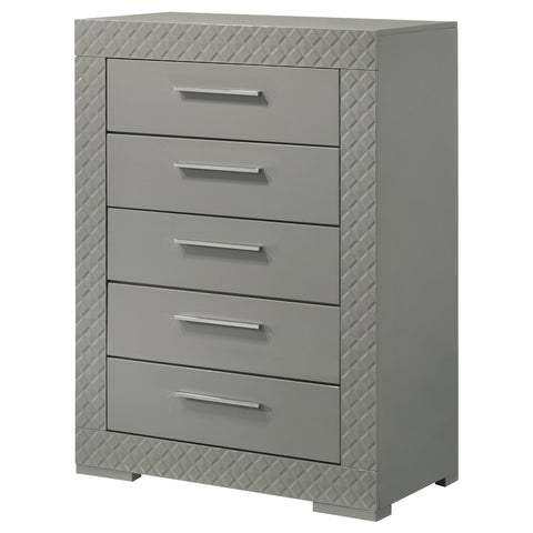 Foster 5-drawer Bedroom Chest of Drawers Grey High GlossGrey High Gloss
