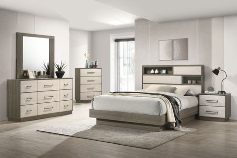 Keese 5-piece Eastern King Bedroom Set Grey OakGrey Oak/Almond