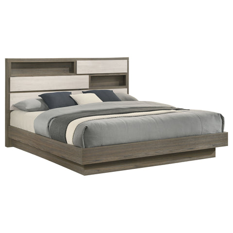 Keese Eastern King Bed Bookcase Headboard Grey OakGrey Oak/Almond