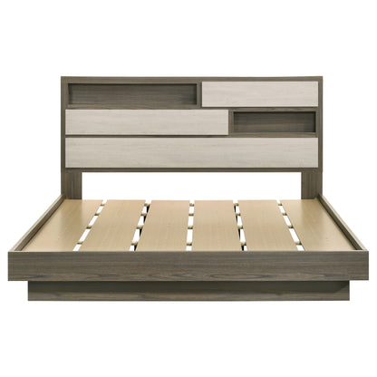 Keese Eastern King Bed Bookcase Headboard Grey OakGrey Oak/Almond