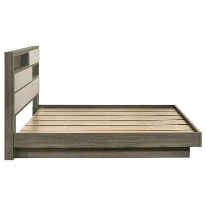 Keese Eastern King Bed Bookcase Headboard Grey OakGrey Oak/Almond