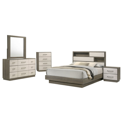 Keese 5-piece California King Bedroom Set Grey OakGrey Oak/Almond