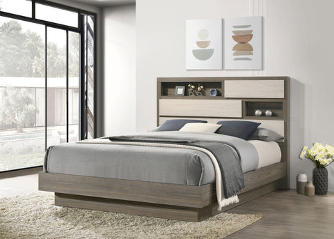 Keese California King Bed Bookcase Headboard Grey OakGrey Oak/Almond