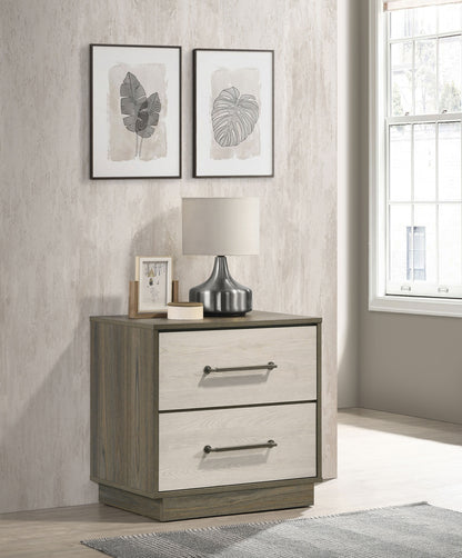 Keese 2-drawer Nightstand Bedside Table Grey OakGrey Oak/Almond