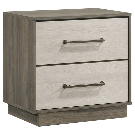 Keese 2-drawer Nightstand Bedside Table Grey OakGrey Oak/Almond