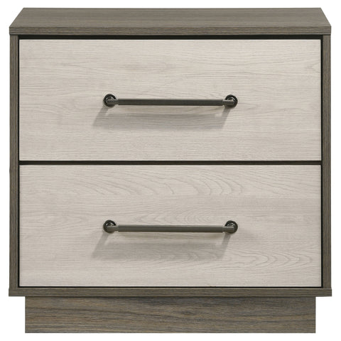 Keese 2-drawer Nightstand Bedside Table Grey OakGrey Oak/Almond