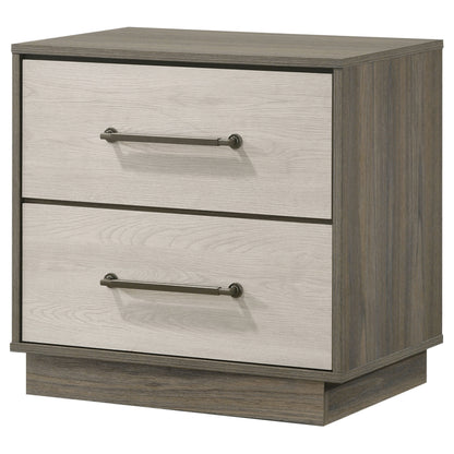 Keese 2-drawer Nightstand Bedside Table Grey OakGrey Oak/Almond