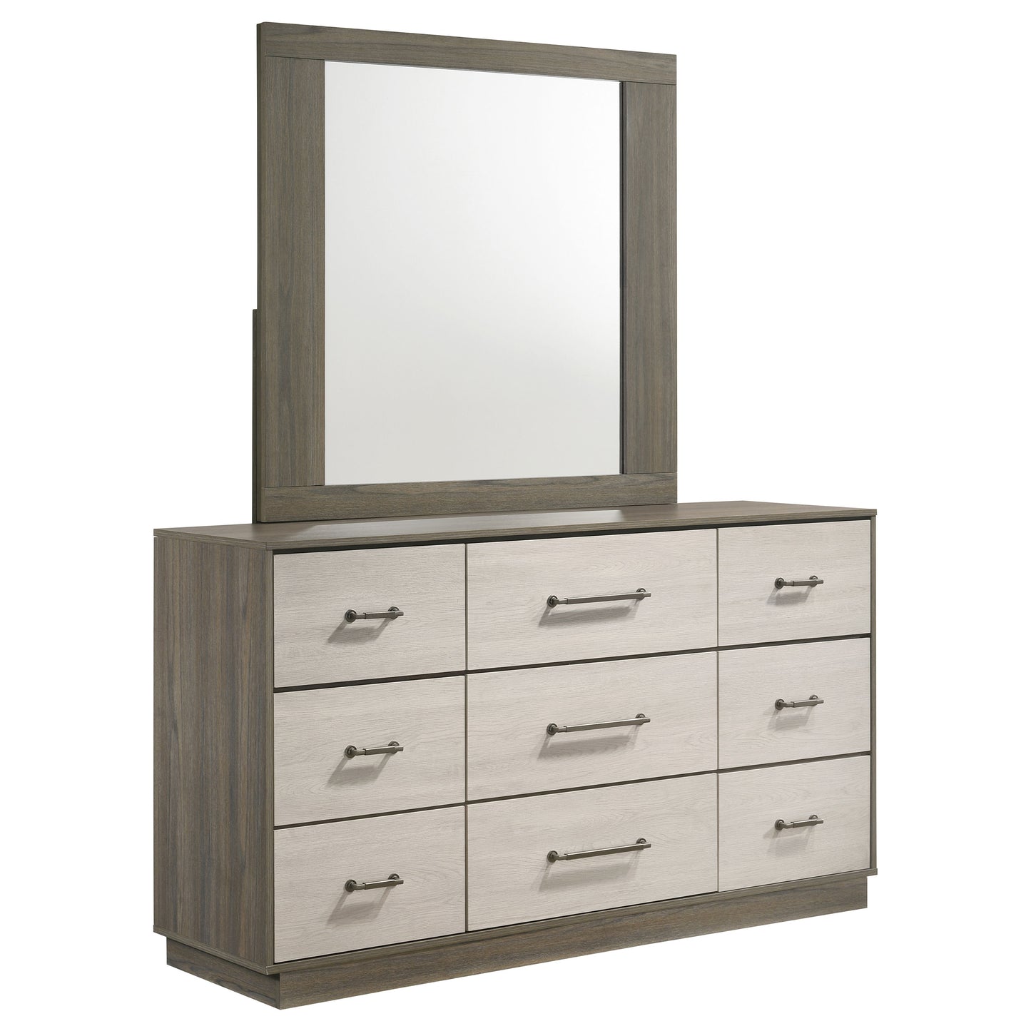 keese 9-drawer dresser with mirror grey oakgrey oak/almond