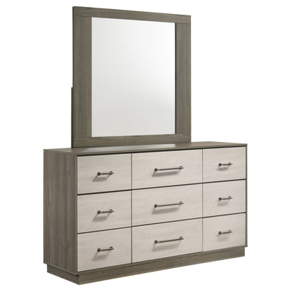 Keese 9-drawer Dresser with Mirror Grey OakGrey Oak/Almond