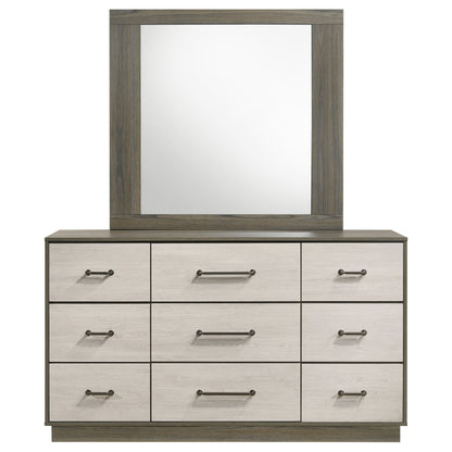 Keese 9-drawer Dresser with Mirror Grey OakGrey Oak/Almond