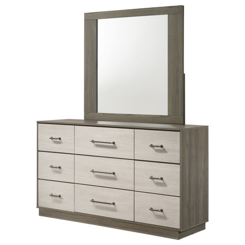 Keese 9-drawer Dresser with Mirror Grey OakGrey Oak/Almond