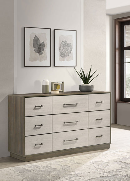 Keese 9-drawer Dresser Grey OakGrey Oak/Almond