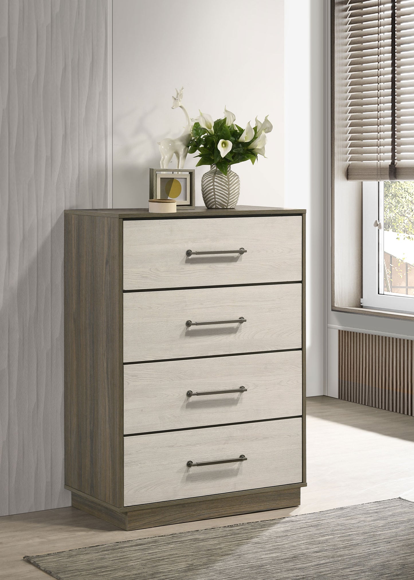 keese 4-drawer chest of drawers grey oakgrey oak/almond
