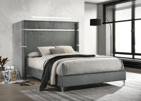 Jocelyn 61-inch Upholstered Queen Wingback Bed GreyGrey