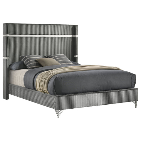 Jocelyn 61-inch Upholstered Queen Wingback Bed GreyGrey