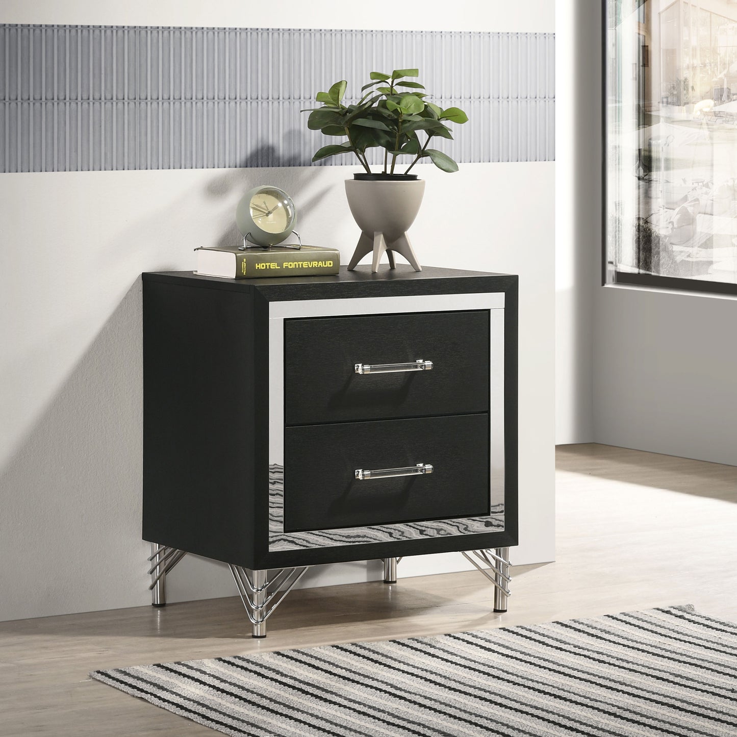 jocelyn 2-drawer nightstand bedside table blackblack