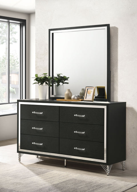 Jocelyn 6-drawer Dresser and Mirror BlackBlack