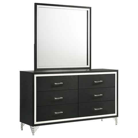 Jocelyn 6-drawer Dresser and Mirror BlackBlack