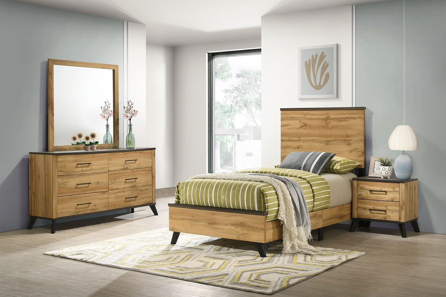 sedona 4-piece twin bedroom set natural pineweathered brown / natural pine