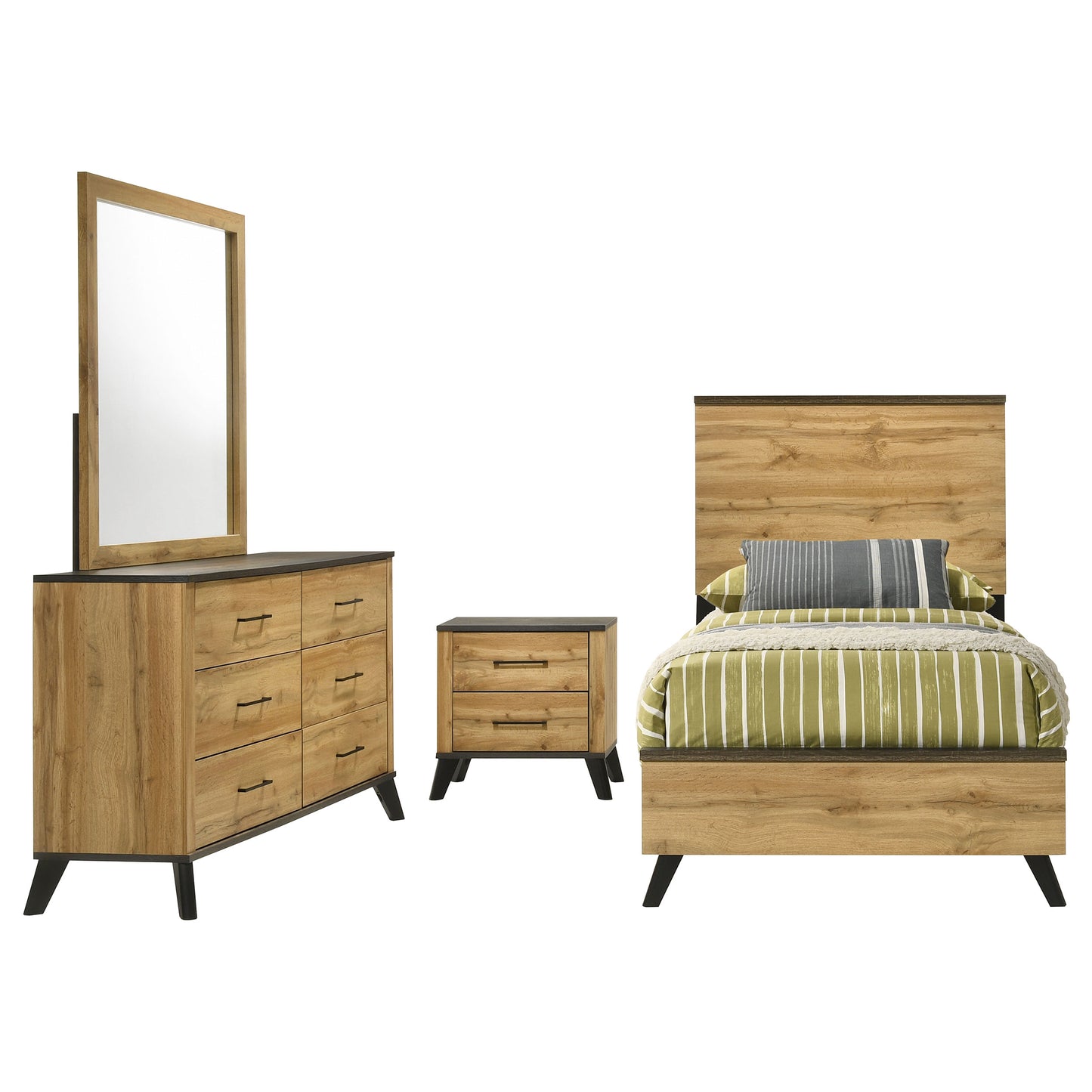 sedona 4-piece twin bedroom set natural pineweathered brown / natural pine