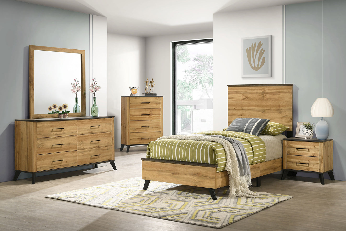 sedona 5-piece twin bedroom set natural pineweathered brown / natural pine