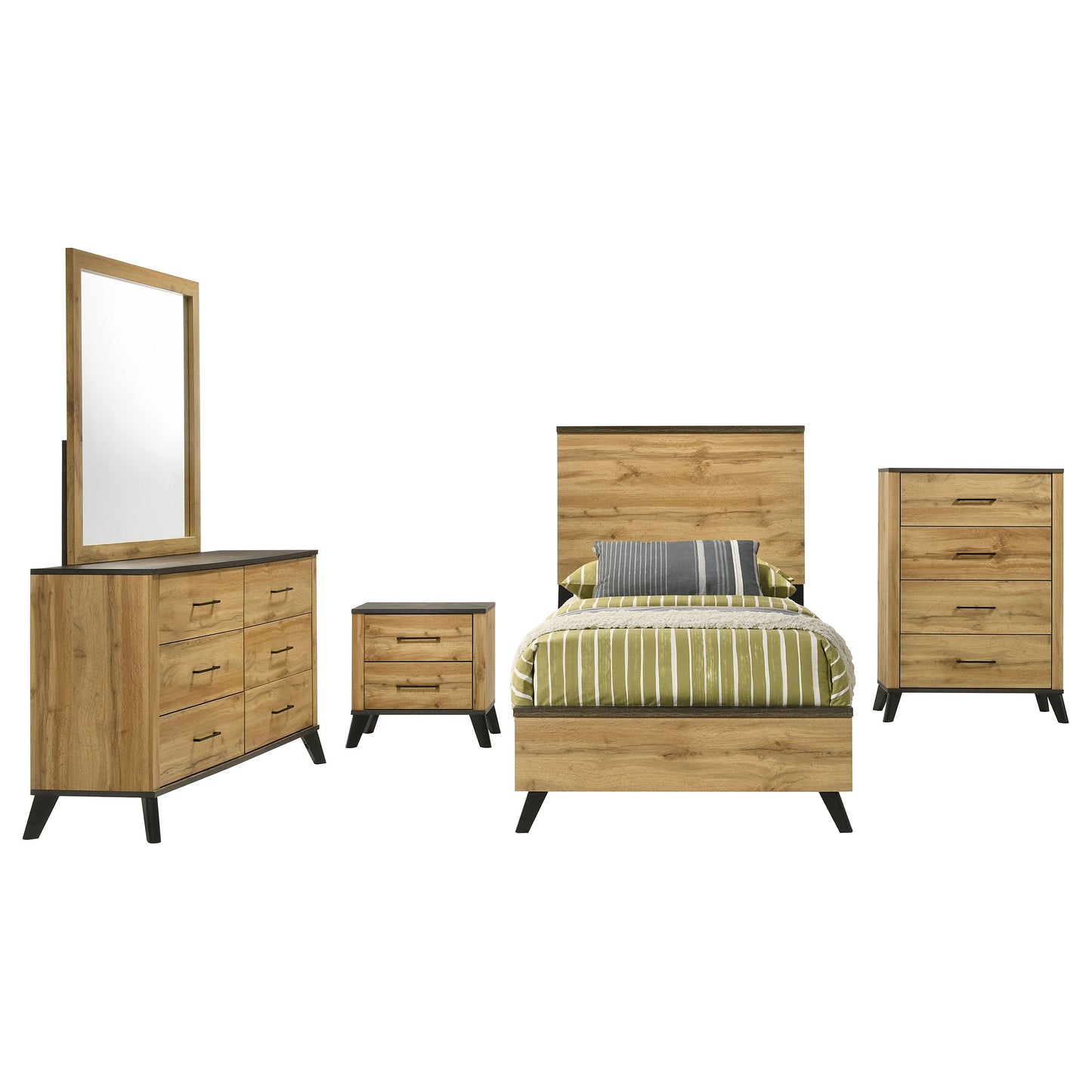 sedona 5-piece twin bedroom set natural pineweathered brown / natural pine