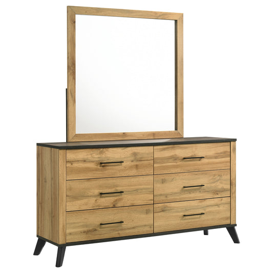 Sedona 6-drawer Dresser and Mirror Natural PineWeathered Brown / Natural Pine
