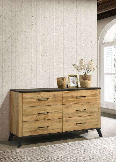 Sedona 6-drawer Dresser Cabinet Natural PineWeathered Brown / Natural Pine