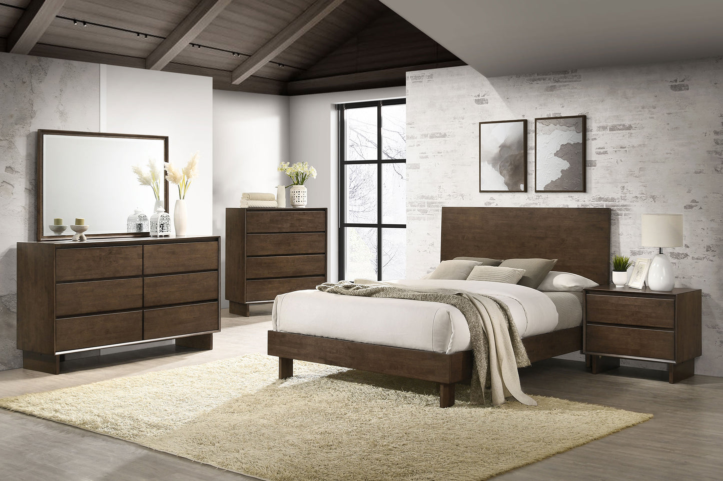 valna 5-piece eastern king bedroom set warm brownwarm brown