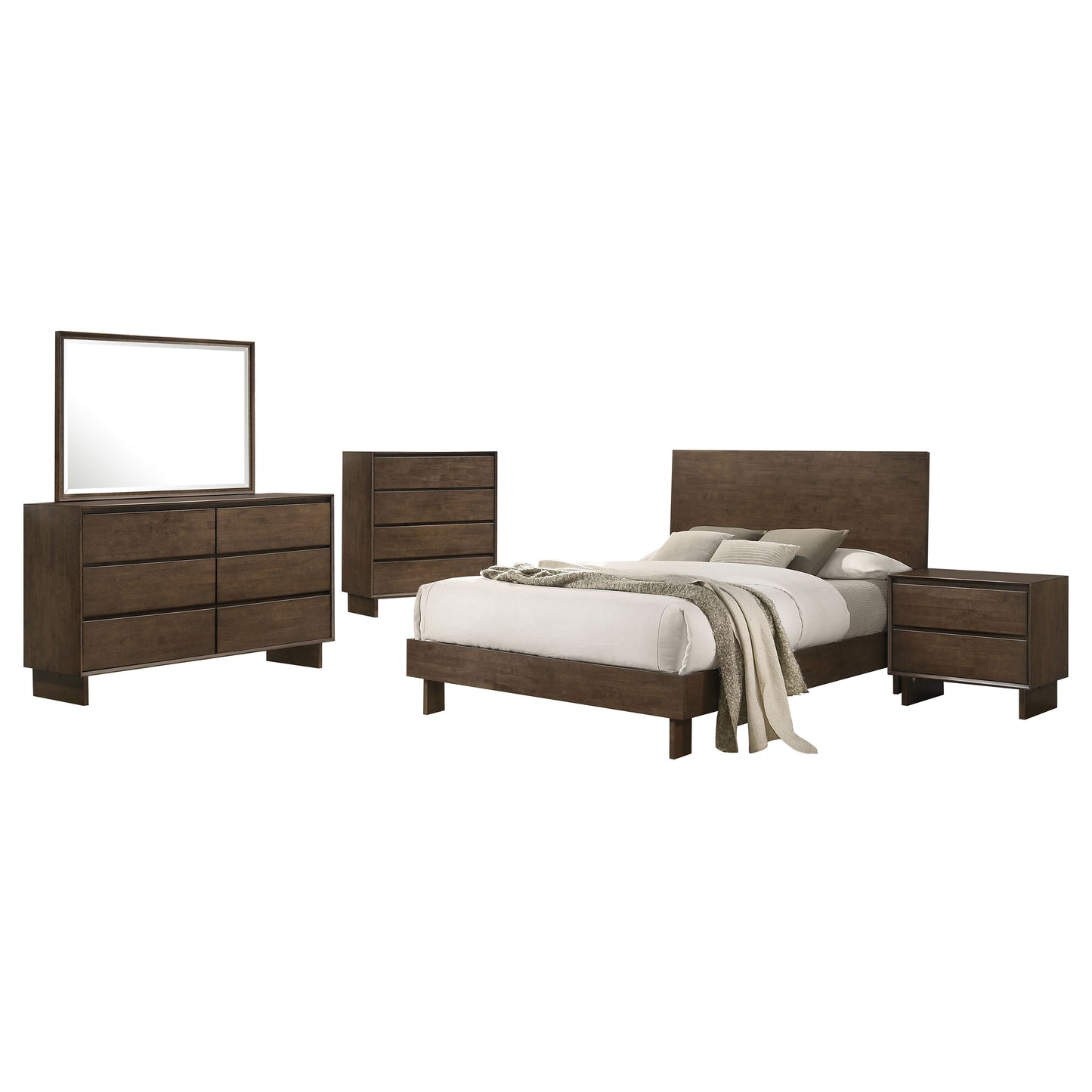 valna 5-piece queen bedroom set warm brownwarm brown