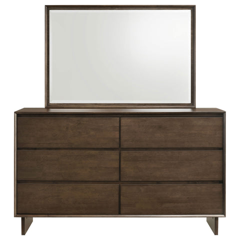 Valna 6-drawer Dresser and Mirror Warm BrownWarm Brown