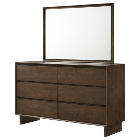 Valna 6-drawer Dresser and Mirror Warm BrownWarm Brown