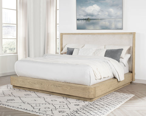 Jessie 49-inch Queen Wingback Bed Beige OakBeige Oak