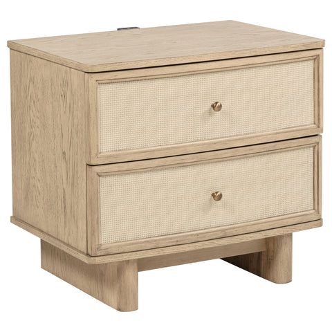 Jessie 2-drawer Nightstand Bedside Table Beige OakBeige Oak