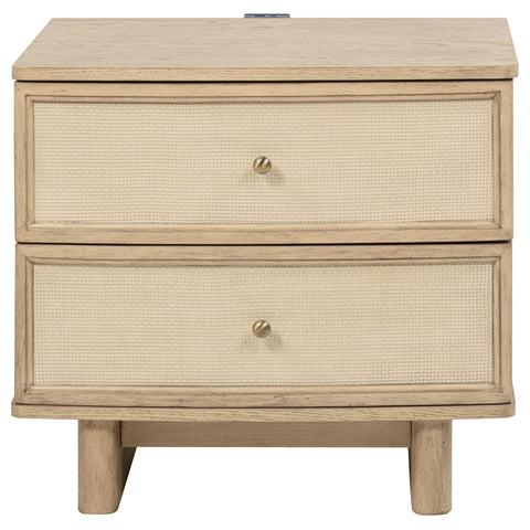 Jessie 2-drawer Nightstand Bedside Table Beige OakBeige Oak