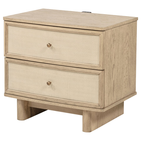 Jessie 2-drawer Nightstand Bedside Table Beige OakBeige Oak