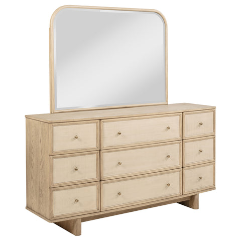 Jessie 9-drawer Dresser and Mirror Beige OakBeige Oak