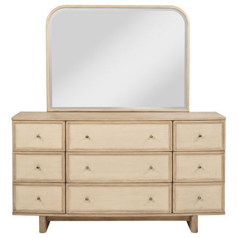 Jessie 9-drawer Dresser and Mirror Beige OakBeige Oak