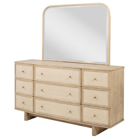 Jessie 9-drawer Dresser and Mirror Beige OakBeige Oak