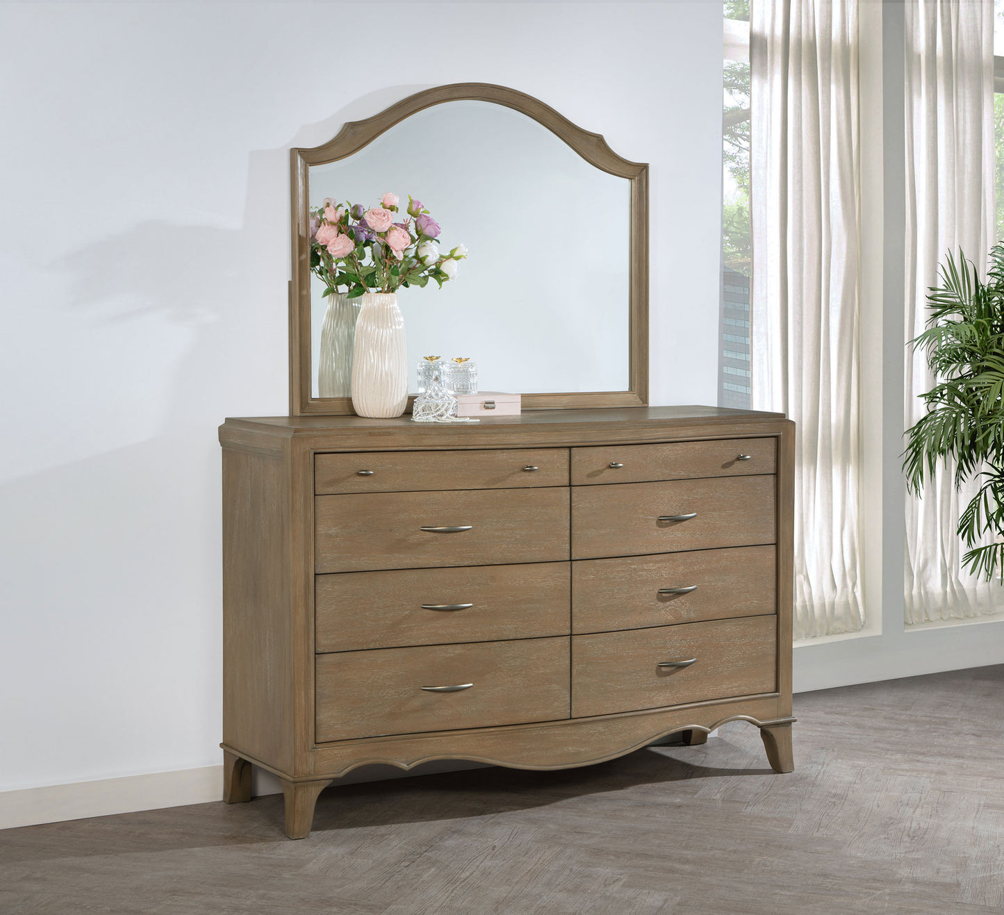 rhapsody 8-drawer bedroom dresser with mirror washed mango